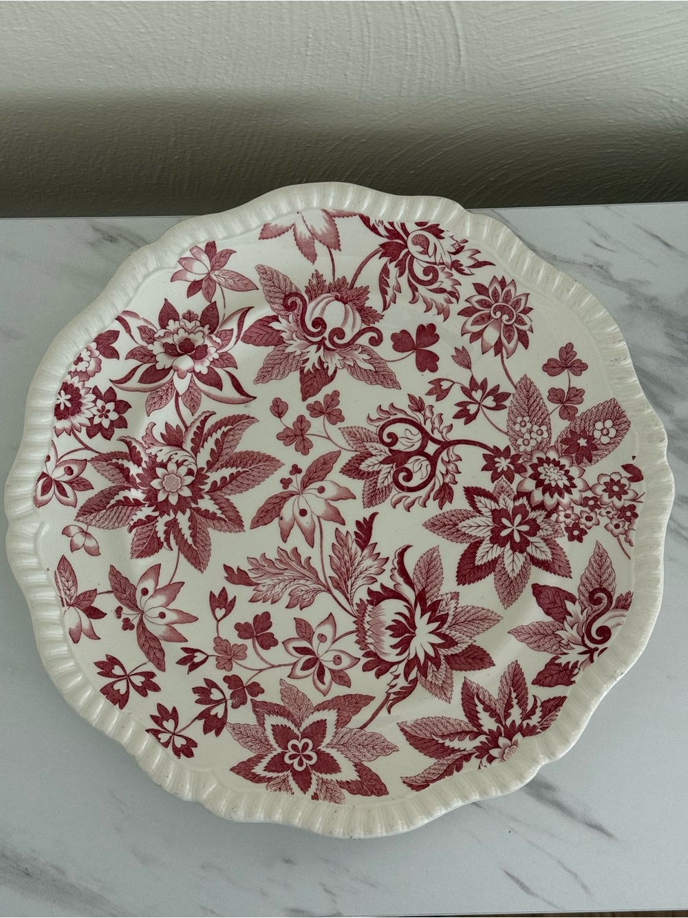 Antique Copeland Spode Red Transfer Flowers  1 Pieces circa 1920's‎